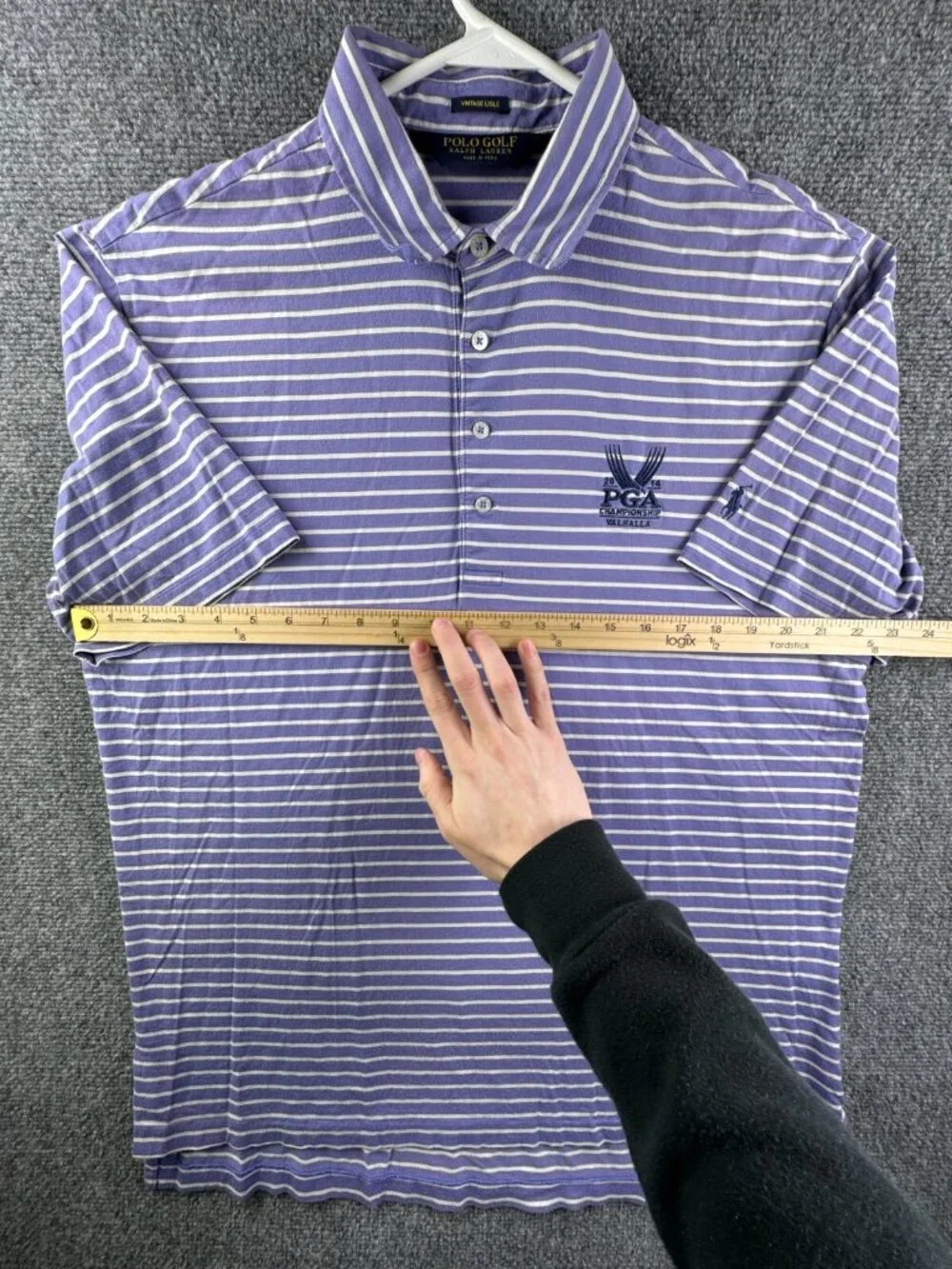 Polo Golf Ralph Lauren Vintage Lisle Purple Striped Valhalla Golf Club Large KY